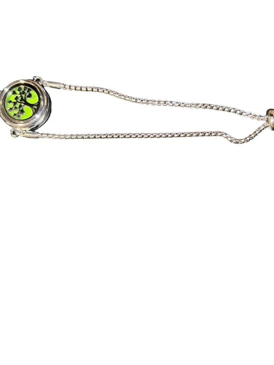 Jewelry - Silver Chain Necklace with Green Tree Pendant